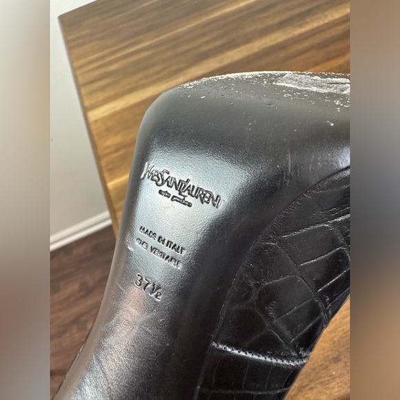 Yves Saint Laurent Rive Gauche Wood Heal Pumps 37 1/2 GUC - Picture 7 of 8